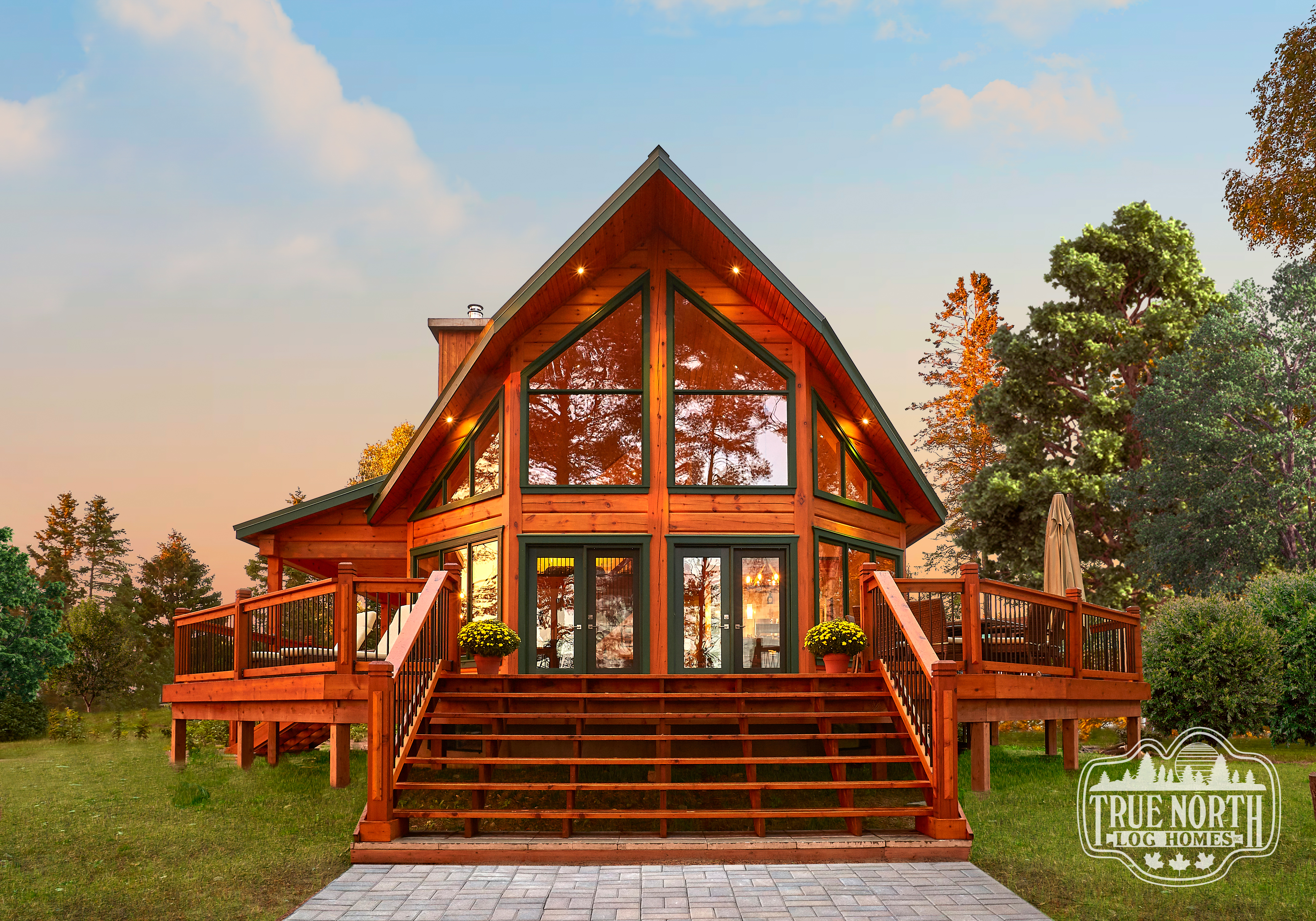 Log Cabin with Green Clad Windows