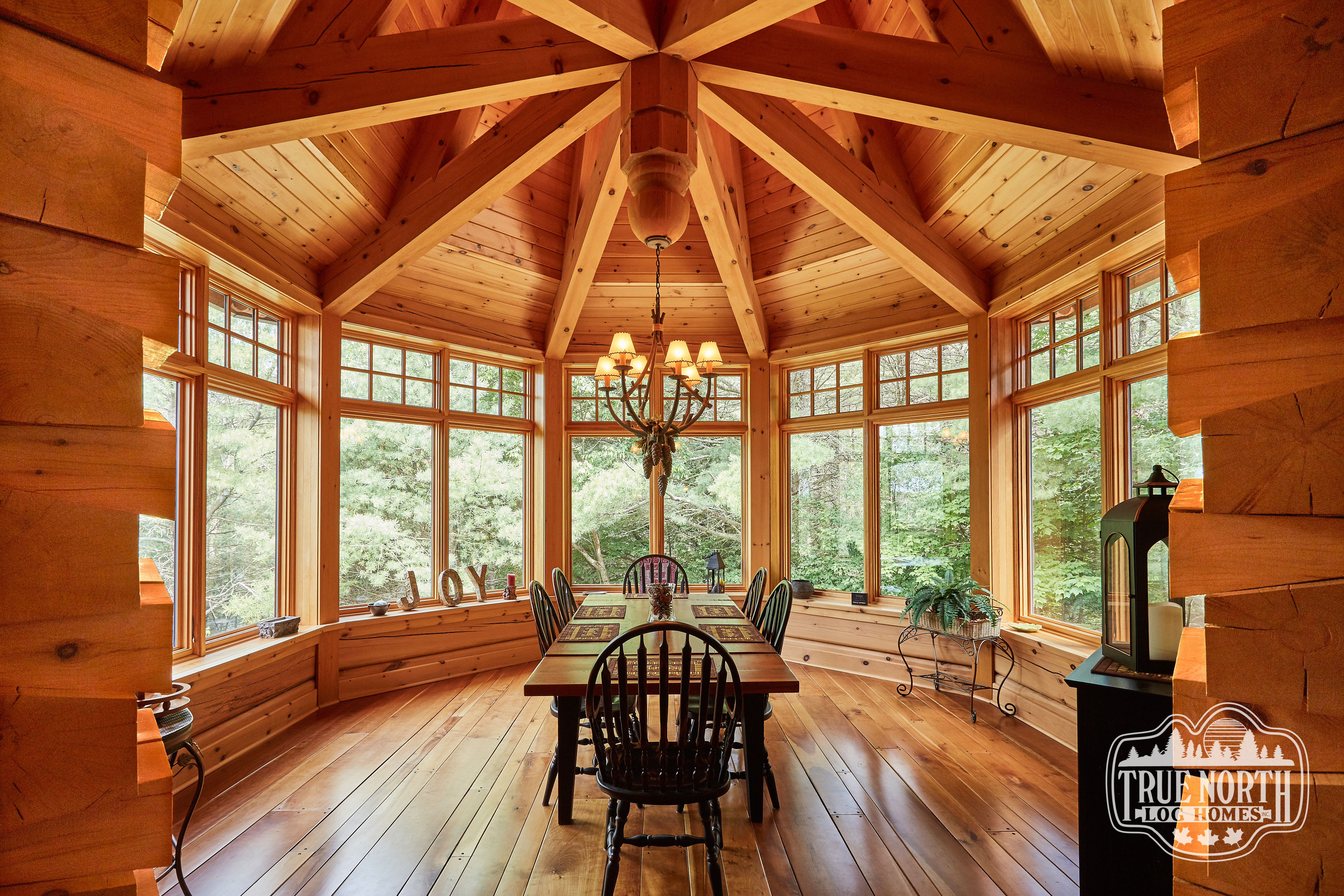 Cottage Interior with Wood Casement and Awning Windows
