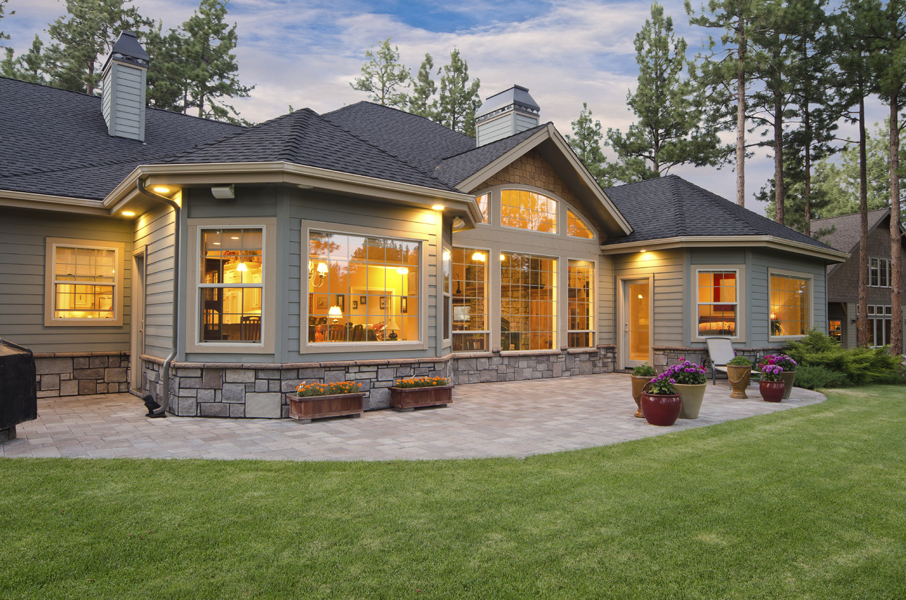 House at night with clean windows