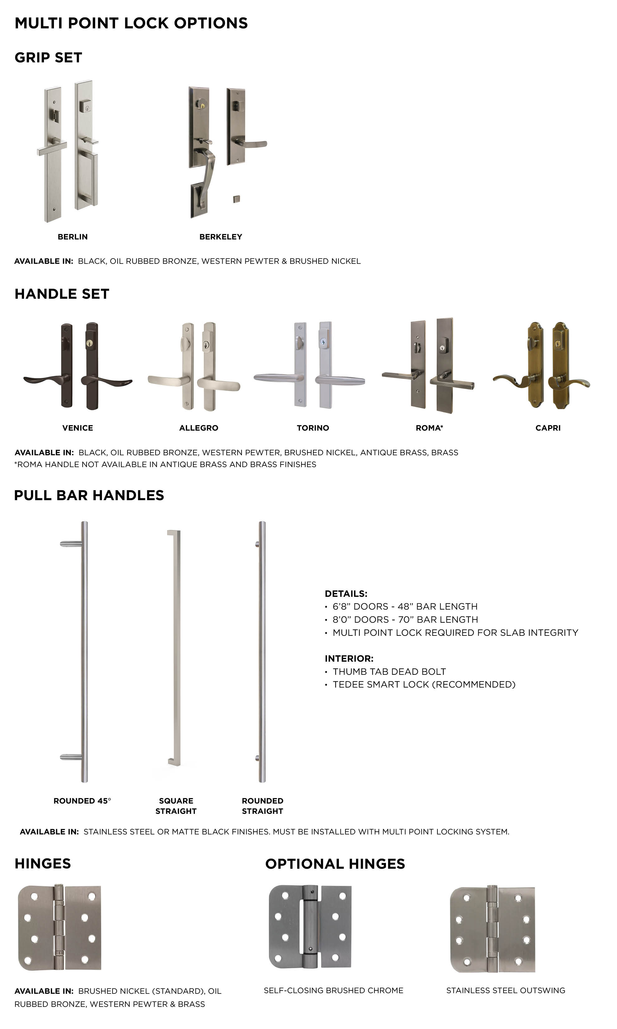 Multi Point Lock Options