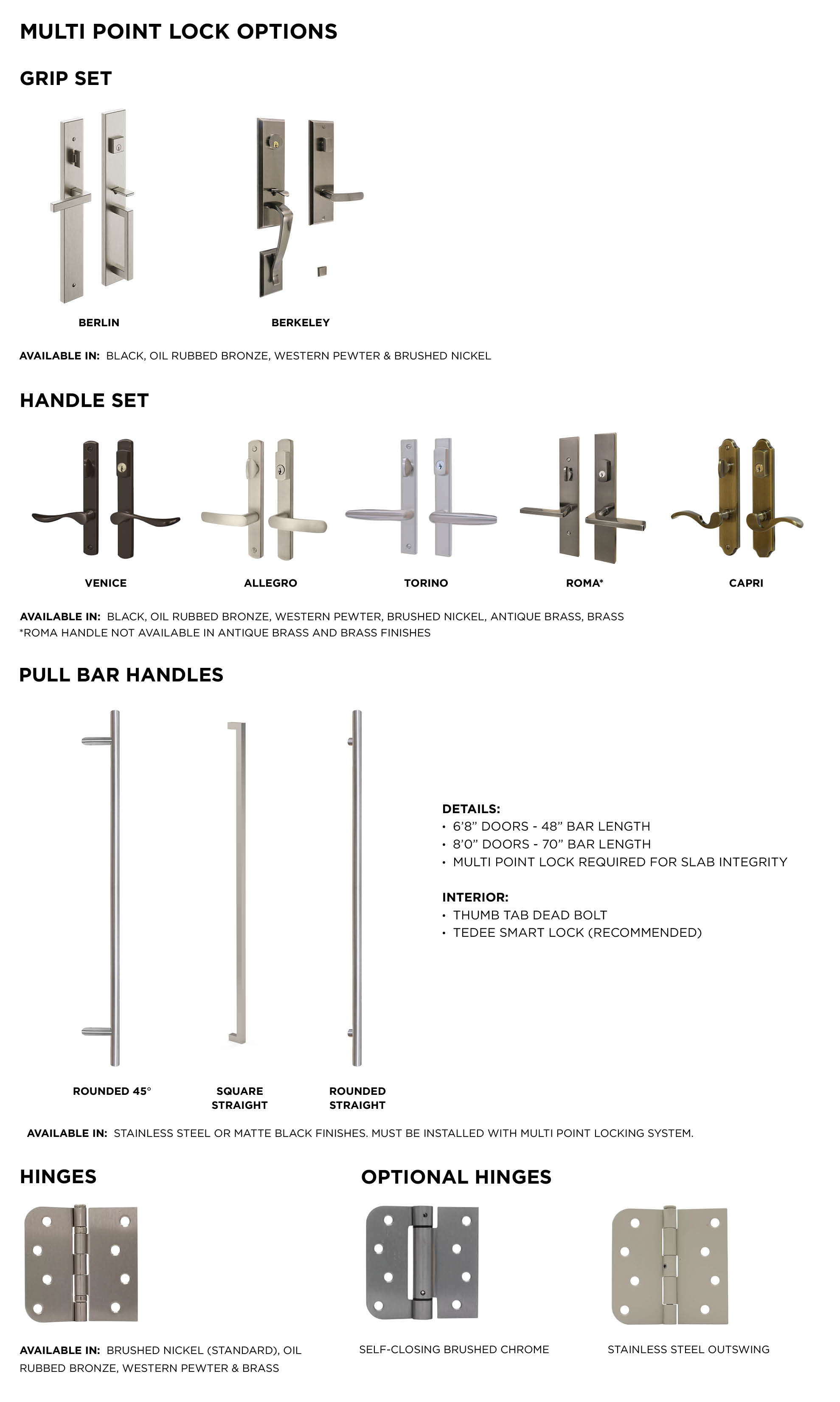 Multi Point Lock Options