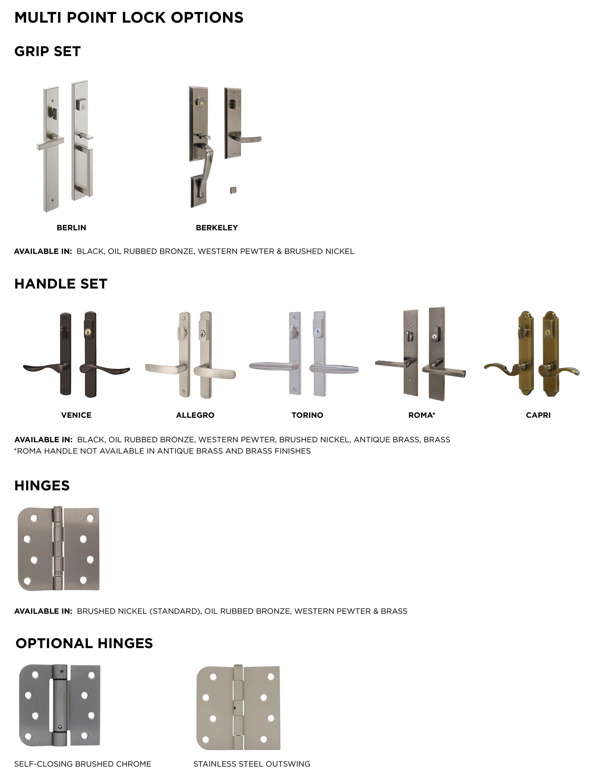 Multi Point Lock Options