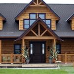 Log Home with Aluminum Double Hung Windows